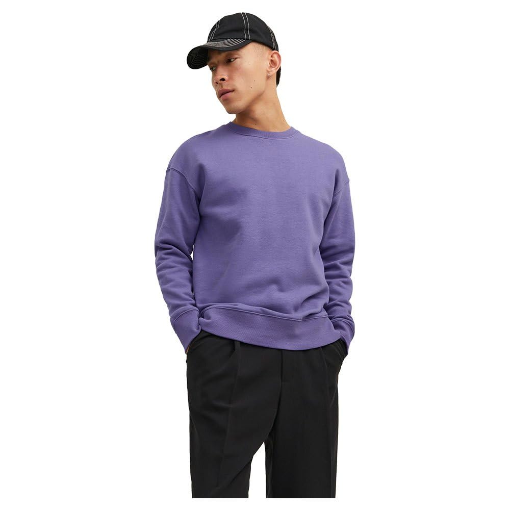 JACK & JONES Basic Round Neck Sweatshirt - Solid Long Sleeve Pullover JJEBRADLEY