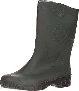 DUNLOP Dee - Stivali di gomma impermeabili per uomo e donna - Stivali da pioggia leggeri - punta morbida - polpaccio largo - PVC - colore verde/nero - taglie 37