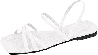 Sandals Women's Flat Square Toe Cap Toe Free Shoes Women's Summer Sandals Elegant Classic Basic Summer Shoes for Women Holiday Casual Beach