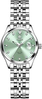 OLEVS Stainless Steel Watches for Women, Luxury Silver Watch for Women with Date Waterproof Analog Delicate Quartz White/Pink/Blue/Purple Dial