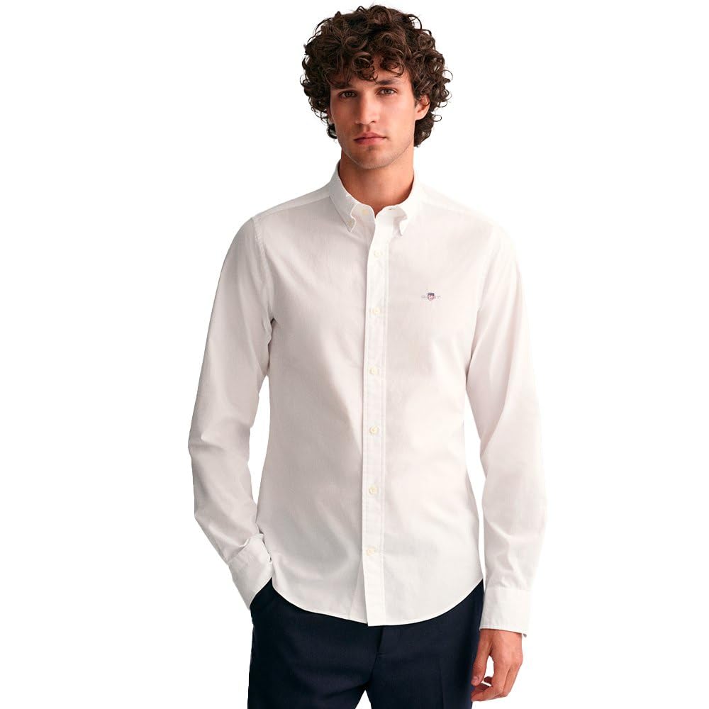 GANT Slim Poplin Shirt Camisa de Vestir Hombre (Pack de 1)