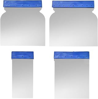Hujnagh 4 Pcs Metal Body Filler Spreader, Stainless Steel Putty Knife Set, Multipurpose Automotive Scraper Repair Tool for Applying Glaze, Plaster, Cement and Paint Fillers