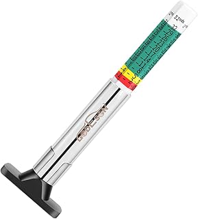 Godeson Tyre Tread Depth Gauge UK, 6-Sided Smart Color Coded Tyres Depth Measurement Tool in 25MM/32nds