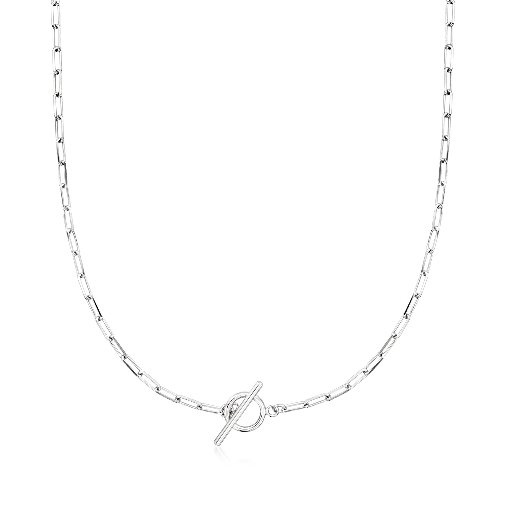 Ross-Simons 2.5mm Sterling Silver Paper Clip Link Toggle Necklace