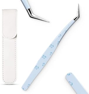 Cryslora Craft Tweezers, Precision Tweezers with Leather Pouch for Stickers | Original Design, For Crafting Especially Stickers, Curved and Extended, Stainless Steel, Built to Last, Comfortable Handling
