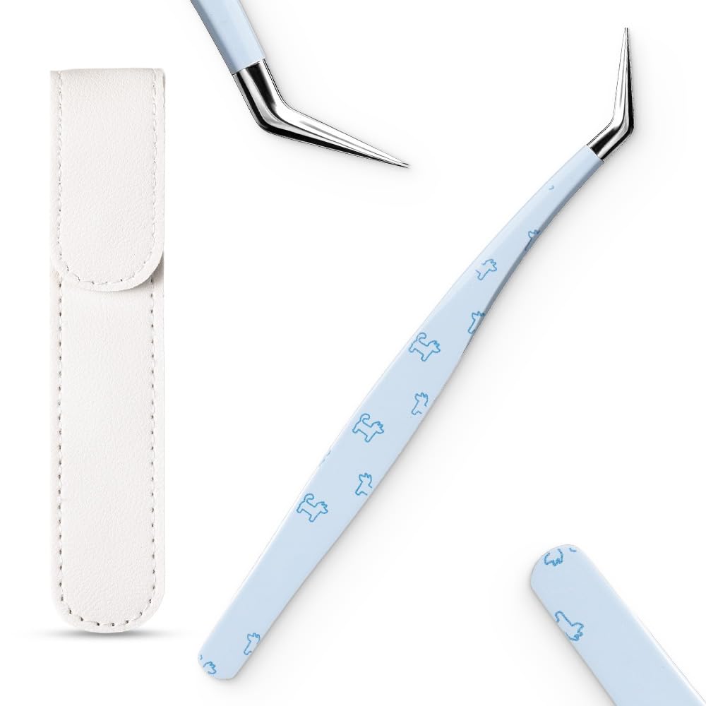 Cryslora Craft Tweezers, Precision Tweezers with Leather Pouch for Stickers | Or