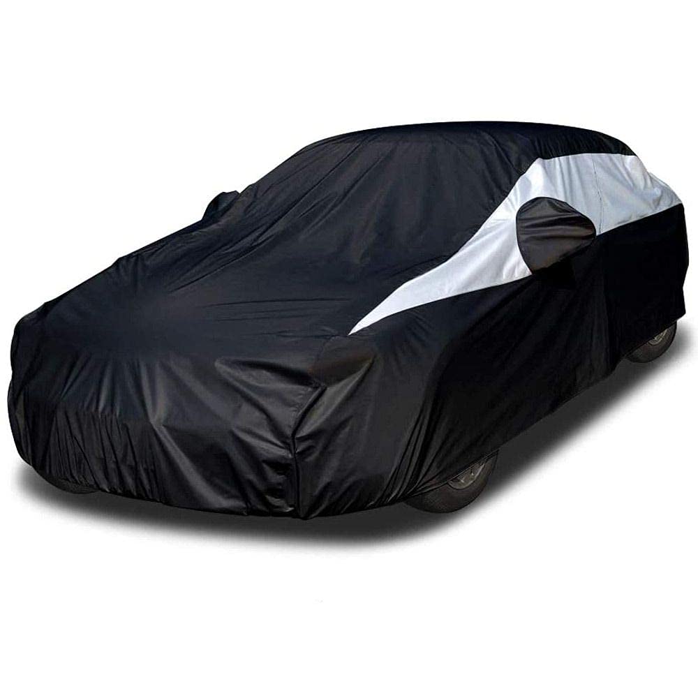 Titan Jet Black Poly 210T Car Cover for Sedans 472-513 cm. Waterproof, UV Protec