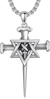 PROESS Cross Star Of David Necklace 925 Sterling Silver Cross Pendant Necklace For Women Men Religious Jewelry