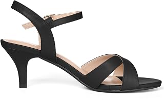 Allegra K Women Cushioned Footbed Open Toe Cross Straps Kitten Heel Sandals
