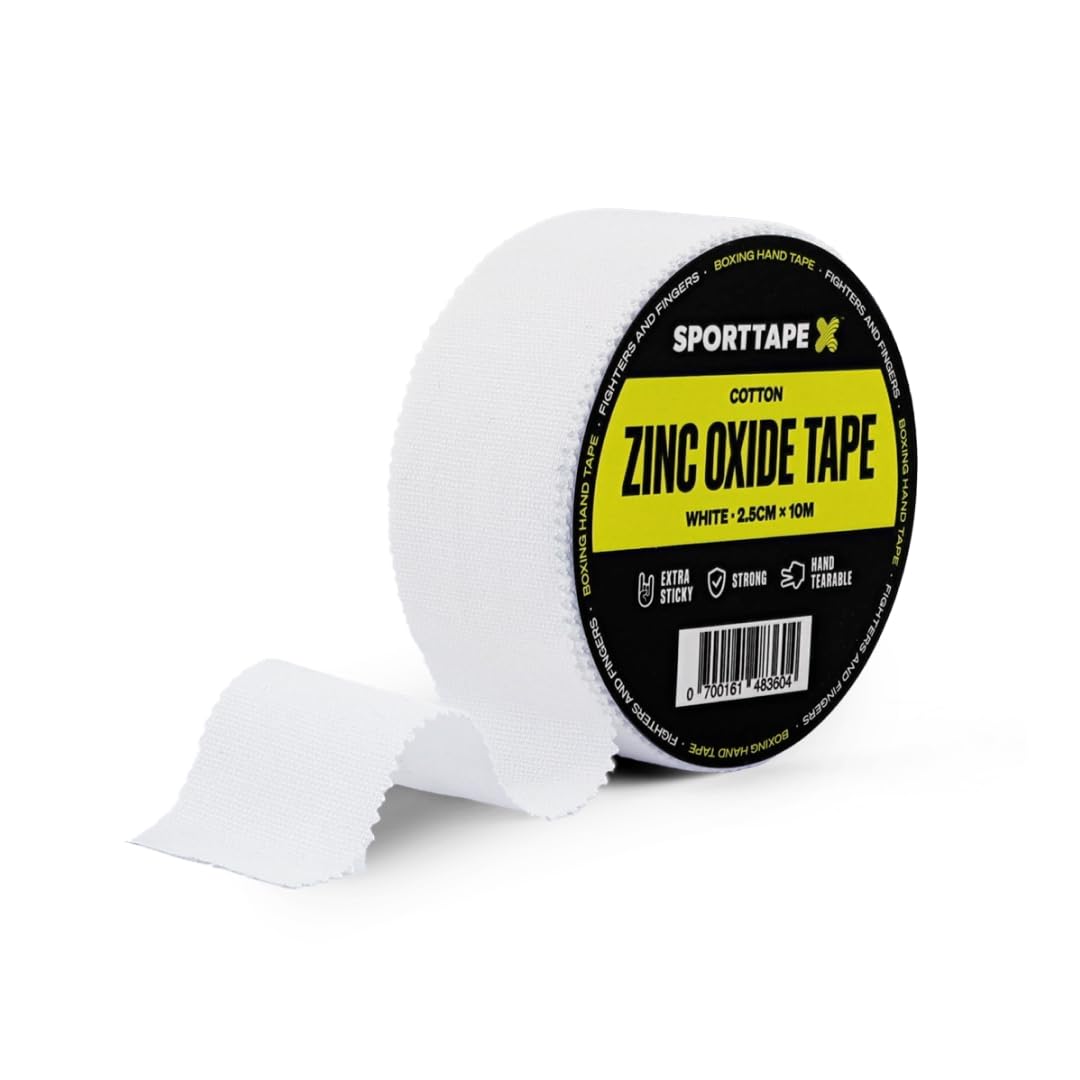 SPORTTAPE Zinc Oxide Tape - 2.5cm x 10m - White Rigid Strapping Finger Tape | Ri