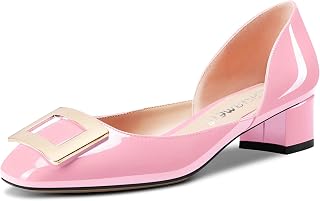 Castamere Women's Chunky Wide Low Kitten Heel Square Toe Knot Bow Pumps Slip-on Classic Cute Office Party 3.5 CM Heels Shoes