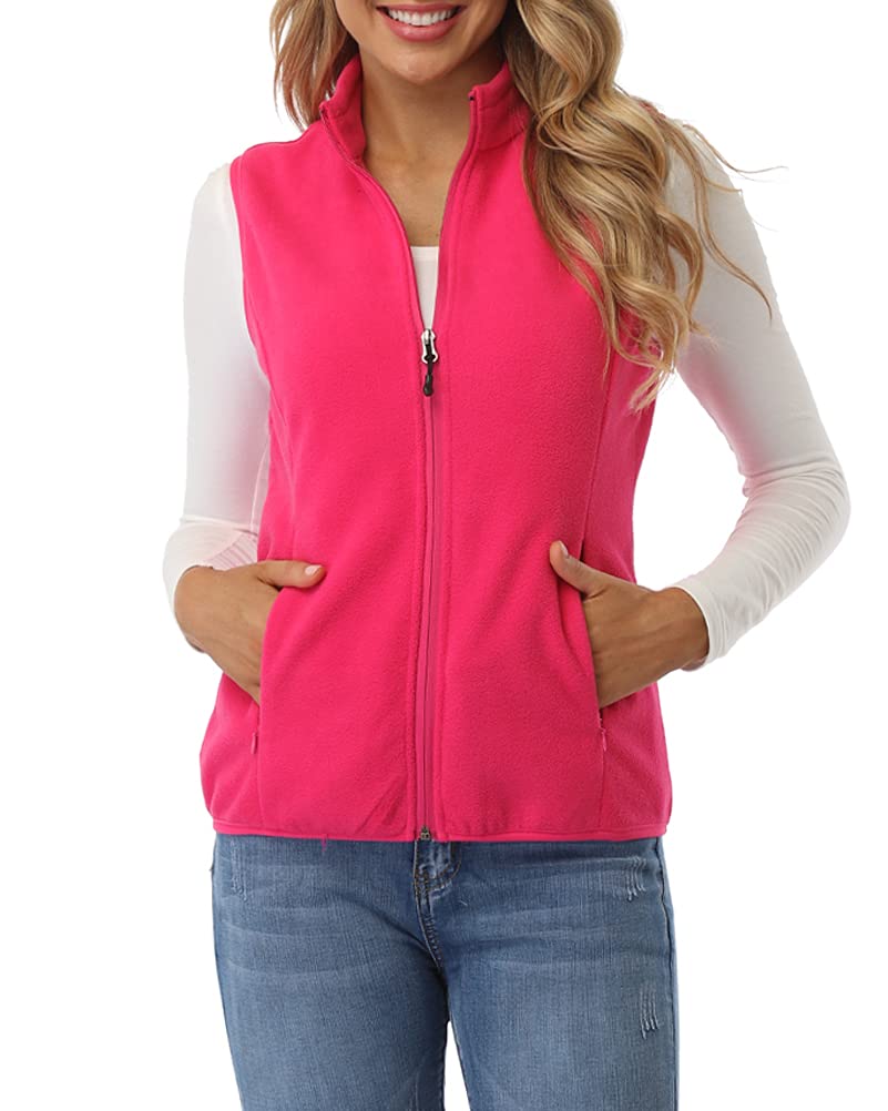fuinloth Women's Sleeveless Fleece Gilet, Lightweight, with Stand-Up Collar and 