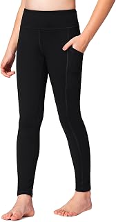 Stelle Girls Leggings with Pockets Kids Dance Yoga Running Athletic Pants | Soft 4-Way Stretch,High-Rise Wide Waistband,Side Pockets,Moisture-Wicking,Non-See-Through for Dance,Yoga,Running,Daily Wear