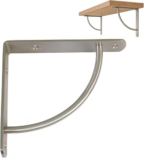 Amig - Wall Shelf Bracket | Sturdy Steel Support | Modern Design for Home and Office | Easy to Install | Max Weight 150 kg, Brushed Nickel, 220 x 220 mm