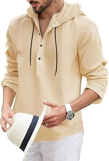 Men‘s Classic Pullover Hoodie - Plain Basic Crewneck Sweatshirt for Fall Outdoor Casual Wear
