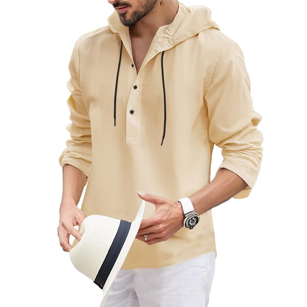 Men‘s Classic Pullover Hoodie - Plain Basic Crewneck Sweatshirt for Fall Outdoor