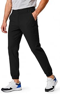 GINGTTO Mens Golf Pants Joggers Slim Fit Tapered Stretch Black 28in Inseam