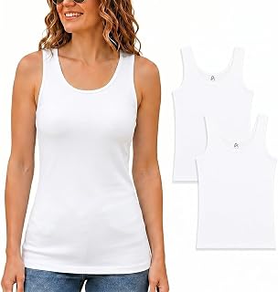 Women’s Slim FIT Scoop Neck Sleeveless Cami, Cotton Premium Tank Top