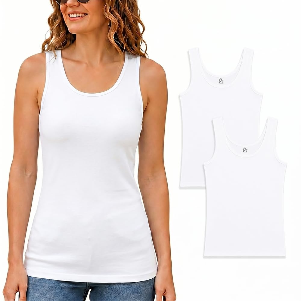 Women’s Slim FIT Scoop Neck Sleeveless Cami, Cotton Premium Tank Top