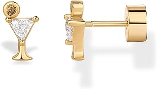PAVOI Dainty Flat Back Earrings for Women, 14K Gold Plated CZ Stud Piercing