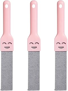 Toilet Brush Pumice Toilet Brush Urine Stains Yellow Stains Toilet Cleaner 3 Piece Set (Smile Face Design) Handle + Pumice Stone (1 Set), Pink *3