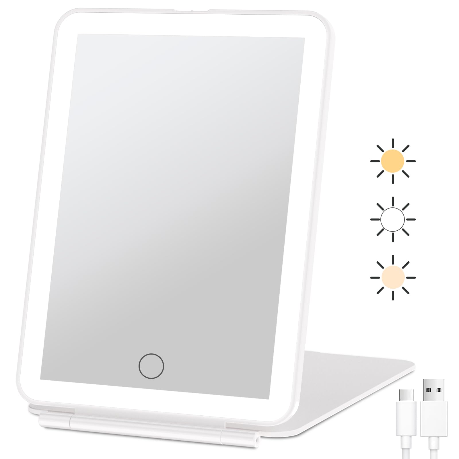 FUNTOUCH Rechargeable Travel Makeup Mirror with 72 Led Lights | Portable Lighted