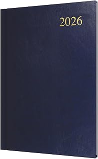 Collins - Essential - 2026 12 Month Calendar Year Planner, Week-To-View Diary, A5 Hard Cover - Dark Blue (ESSA53.65-26)