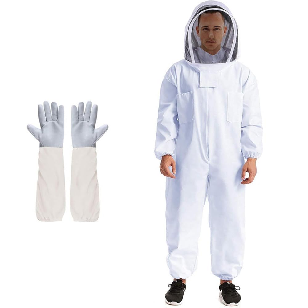 Beekeeping Suit Protective Equipment Bee Keeping Full Body Cloth with Veil Hood 