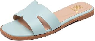 Sandali piatti da donna eleganti e comodi, alla moda, quadrati, con punta aperta, senza lacci, sandali da spiaggia per l'estate