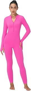 Sunzel Womens Long Sleeve Ribbed Casual Yoga Workout Tracksuit with Zip Front Leggings Fit Thumb Hole