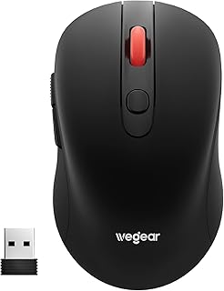 wegear USB Wireless Mouse for Laptop PC Mac, 2.4GHz Cordless Mouse-Black | Ergonomic Portable Optical Computer Mice with 6 Buttons, 5-Level Adjustable 4000 DPI,24-Month Battery Life