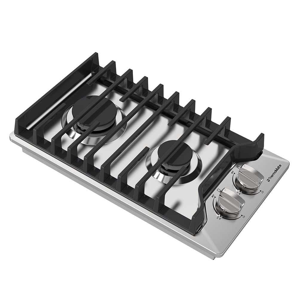12 Inch Gas Cooktop, ThermoMate Heavy Built In Gas Rangetop with 2 High Efficien