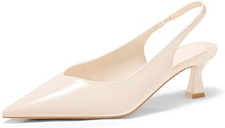 Coutgo Womens Slingback Kitten Heels Low Heel Closed Pointed Toe Pumps Heeled Sandals Dress Work Shoes