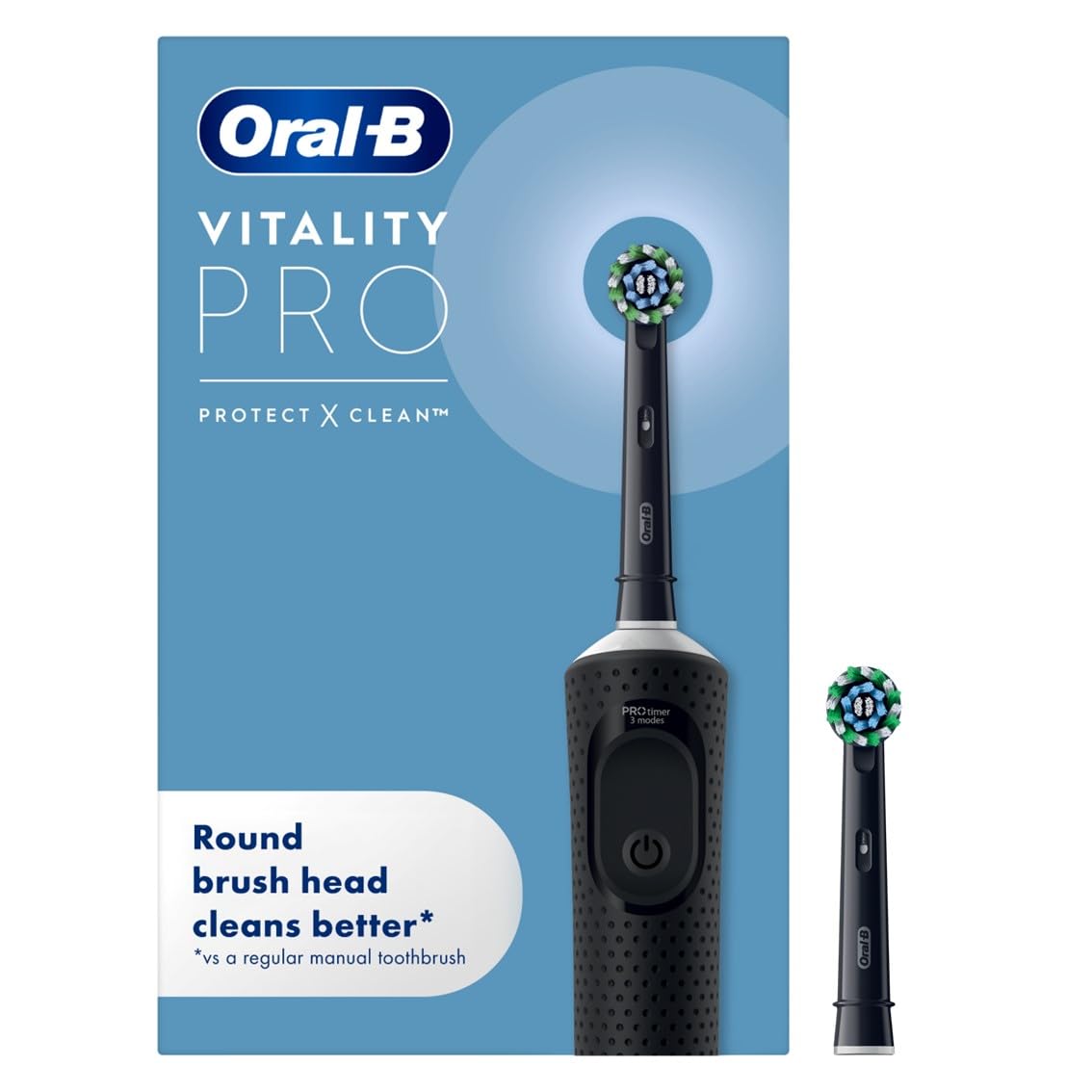 Oral-B Vitality Pro Electric Toothbrushes for Adults, for Him/Her, 1 Handle, 2 T