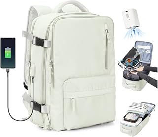 SZLX Vacuum Backpack Travel Bag with Pump Large Travel Backpack Cabin Size 40x30x20 Ryanair for Women Men Easyjet Wizzair Underseat Hand Luggage Carry on Cabin Size Flight Rucksack Fit 14 Inch Laptop