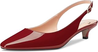 Castamere Women's Low Stiletto Kittens Heel Closed Heel Square Toe Slingback Pumps Slip-on 3.5 cm Heels Sandals Dress Cute Shoes