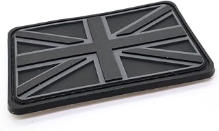 Black and Grey Union Jack Flag Patch 3D PVC Rubber British Military Hook and Loop Emblem 8x5cm Army Airsoft Badge Police Security UK