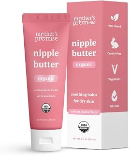 Organic Nipple Cream for Breastfeeding Mothers | Lanolin-Free Nipple Butter, Safe for Nursing Moms & Babies | No Need to Wash Balm for Dry Skin & Breastfeeding Essentials, Made in Canada, 2oz.
