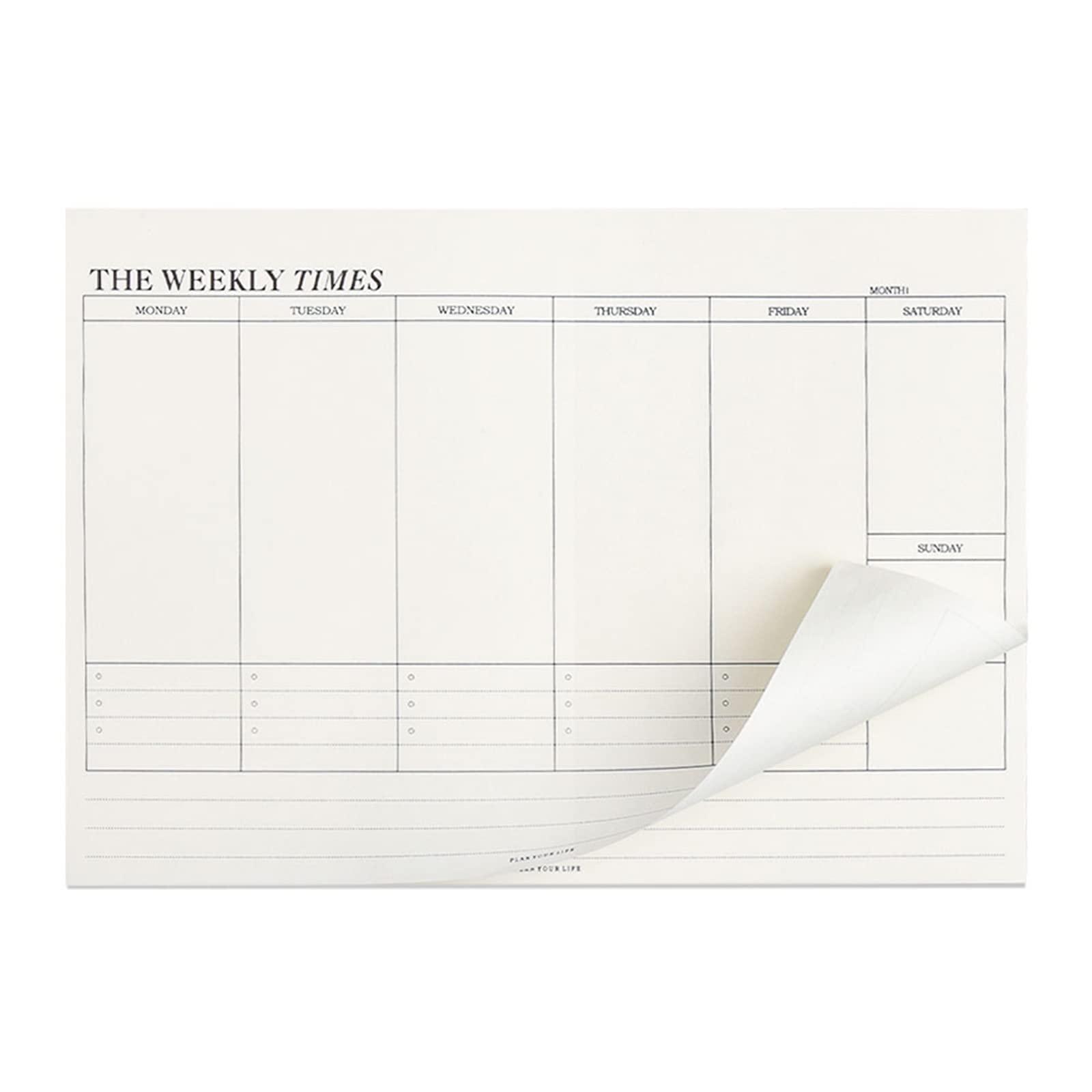 Weekly Planner Pad B5, 60 Undated Tear-Off Sheets, 24.5 x 17.5 CM | Minimalist L