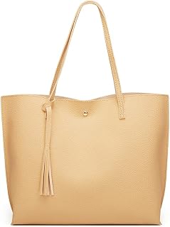 Dreubea Women's Soft Faux Leather Shoulder Bag with Large Tassels and Large Capacity