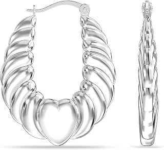 LeCalla 925 Sterling Silver Chunky Hoop Earrings | Italian Design Shrimp Earring | Lightweight Classic Click-Top Earring Hoops for Women