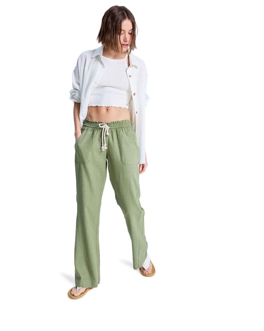 Roxy Oceanside Women's Flared Trousers Green