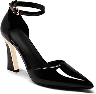 Womens Pumps Point Closed Toe High Heels Ankle Strap Heeled Sandals