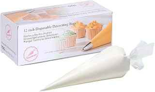 Keenpioneer Disposable Piping Bags Cake Decorating Bags 12inch 100 Count | Thick and Anti-burst Clear Icing Pastry Bags for Cake Cream Frosting and Cookie Decoration (Packaging May Vary)