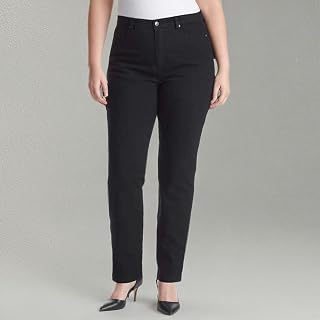 Gloria Vanderbilt Amanda Jean en jean stretch Coupe fuselée pour femme Longueur moyenne 4–18 cm Entrejambe 31 cm - Noir - 38