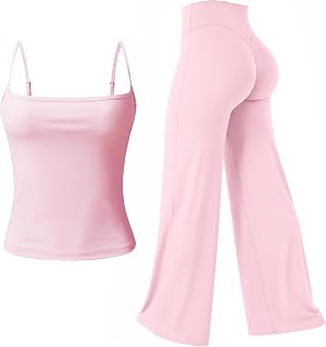 Workout Set for Women Spaghetti Straps Tank Tops Straight Leggings Pants Set Gym Clothes Yoga Clothes