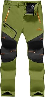 TACVASEN Men's Outdoor Fleece Pants Waterproof Softshell Winter Pants Hiking Pants with Zipper Pockets