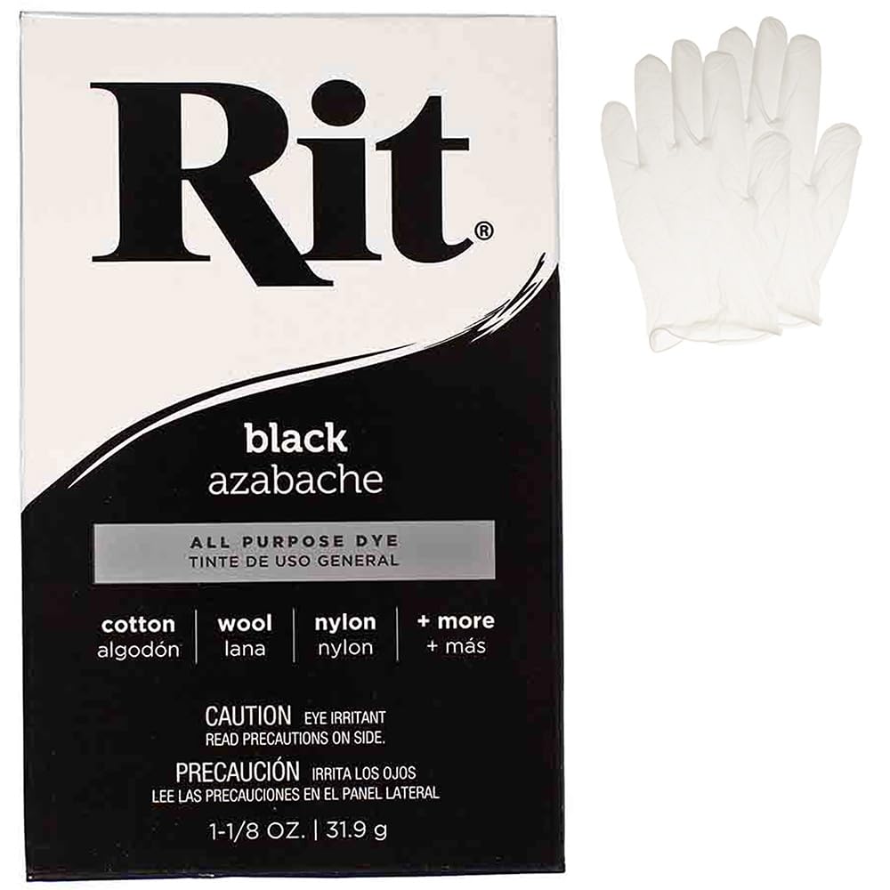 All Purpose Concentrated Rit Dye Powder Single Pack with Plastic Gloves for Clot