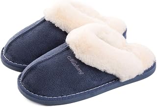 Misolin Women's and Men's Slippers Winter Warm Faux Fur Slippers Soft Flat Plush Slippers Non-Slip Outdoor/Indoor - with Super Quality