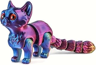 6.3 Inch 3D Printed Red Blue Gradient Cat Collectible Figurine for Home Office Executive Desk Decor